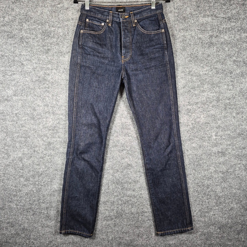 Khaite Jeans High Rise Straight Leg Dark Wash Denim 25 Made In USA
